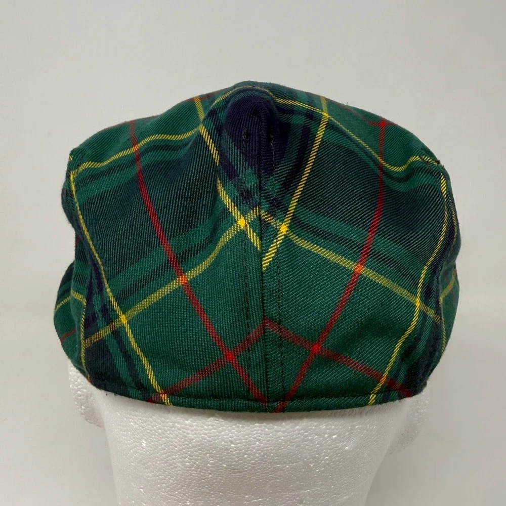 St Andrews Links Tartan Collection Green Plaid Flat Cap Golf Hat One Size